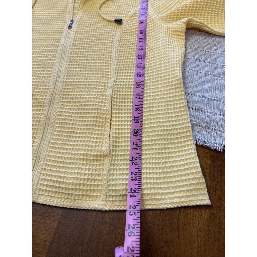 CHRISTOPHER & BANKS WOMEN'S YELLOW COTTON WAFFLE WEAVE CASUAL JACKET SIZE Large - Picture 7 of 12